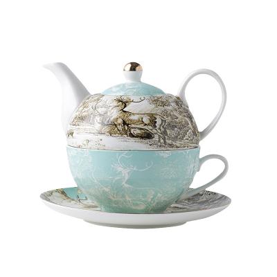 China AL Factory Garden Style Viable 2 Layer Teapot with Saucer for sale