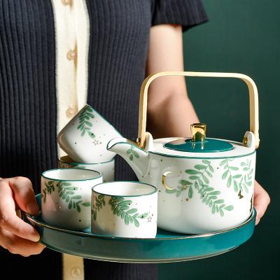 China AL Factory Garden Style Creative Viable Afternoon Tea Set with Tray for sale