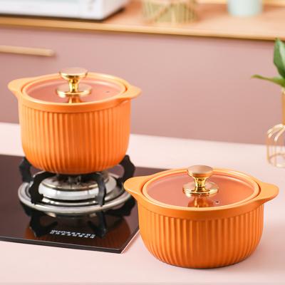 China Nordic AL 2021 Stick Viable Not Suitable For All Kinds Of Gas Stove Household Soup Pots With Glass Lid Ceramic Casserole for sale