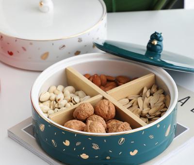 China AL 2021 Hot Selling Ceramic Fruit Dry Dish Snacks Nuts Candy Dish Viable With Gift Box for sale