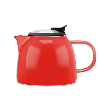 China AL 2021 Viable Glazed Teapot With Stainless Lid Stump Shape Ceramic Teapot Kettle With Strainer And Infuser for sale