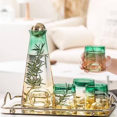 China AL Ins Style High Temperature Sustainable Glass Jug Glass Tumbler Water Drinking Set for sale