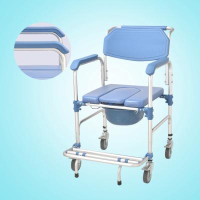 China Healthcare Wheelchair With Commode Medical Equipment Bedside Commode Foldable Chair With Wheels Toilet for sale