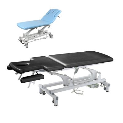 China Acrylic Table Accessories Two Piece Massage Bed With One Extra Long Main Section Theatment Examination Table for sale