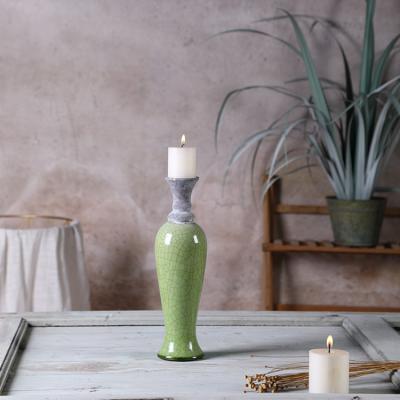 China Recycle Wholesale Fancy Tall Cylinder Pillar Candlestick Shape Vase China Flower Ceramic Candle Holder For Home Decor for sale