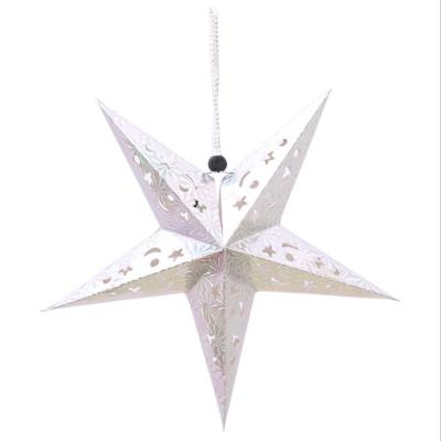 China Wholesale Chritmas Party Cardboard Star Pentagon Paper Star Lanterns Hanging Decoration for Christmas Xmas Party for sale