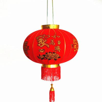 China Flocking Traditional Waterproof Chinese Cloth Fabric Outdoor Hanging Red Lanterns For New Year Festival For Sale for sale