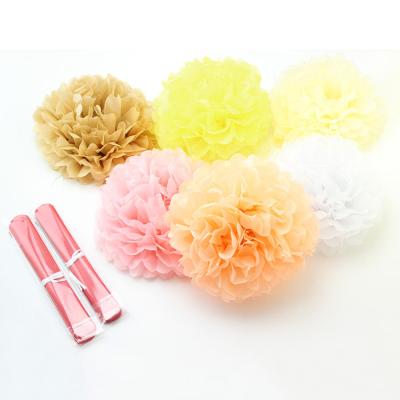 China Wedding / Party Popular White Pink Mixed Color Tissue Paper Pom Poms Flower Ball For Wedding for sale