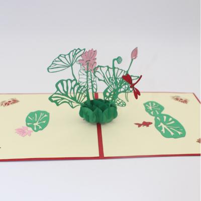 China Europe laser cut Lotus 3d gift card for sale