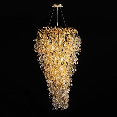 China Modern luxury crystal copper chandelier brass pendent home light for villa hotel restaurant for sale