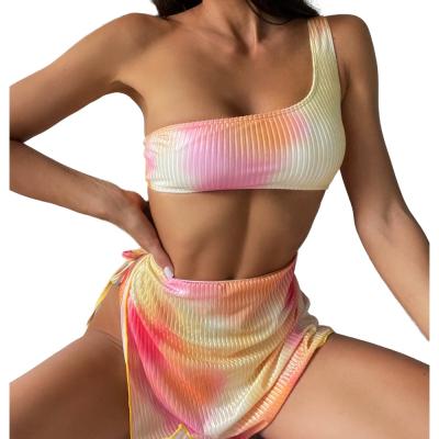 China 2022 Antibacterial New Design Tie Dye Swimsuit Bikini 3 Piece Set for sale