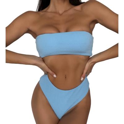 China Fashionable Strappy Swimwear Printed Two Piece Summer Beach Women Bathing Suit Antibacterial Custom Logo Label for sale