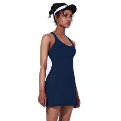 China 2022 ACTIVE STRETCH women exercise workout dress with built-in bra and shorts pocket sporty sleeveless dress for golf tennis for sale