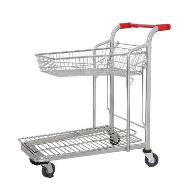 China Shunhong Promotional Retail Zinc Plating Platform Hand Foldable Shopping Trolley Trolley for sale