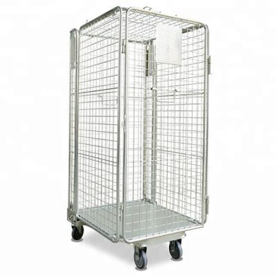 China Shunhong Foldable Customized Q235 Material Handling Roll Cage Galvanized Steel Folding Cart for sale