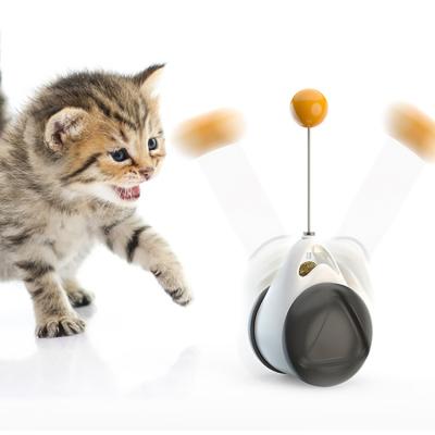 China Viable Electric Interactive Pet Cat Toys Logo Stick Tumbler Balance Car Teaser Interactive Ball Cat Toy Cat Puzzle for sale