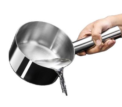 China Popular Viable Stainless Steel Water Scoop Deepen Pocket Kitchen Thickening Soup Flat Shell for sale