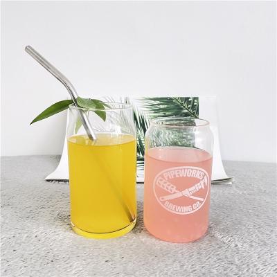 China Household Products Clear Beer Glass Cans Mugs 12oz 16oz Drinking Glass Beer Can Drinkware Soda Box Shaped Vinyl Suitable Beer Glasses for sale