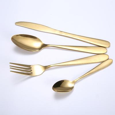 China Sustainable Wholesale Strong Promotion Gifts Anti Rust Luxury Gold 4 Pieces Plated 410 Stainless Steel Flatware Gold Flatware Set for sale