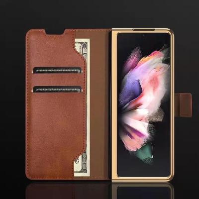 China 2022 New Design Shockproof Phone Kickstand Sublimation Leather Smart Cover For Samsung Z Fold 3 2 Flip Wallet Cell Phone Cases for sale