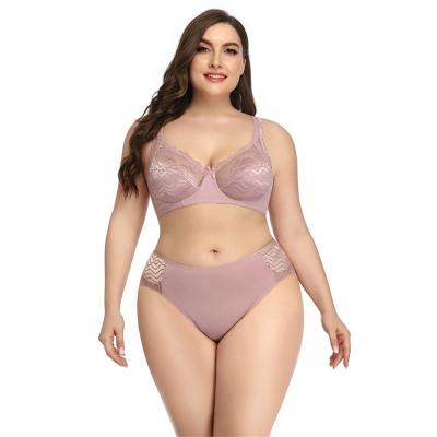 China European and American large cup ultra-thin sexy underwear breathable comfortable bra plus size sexy lingerie set for sale