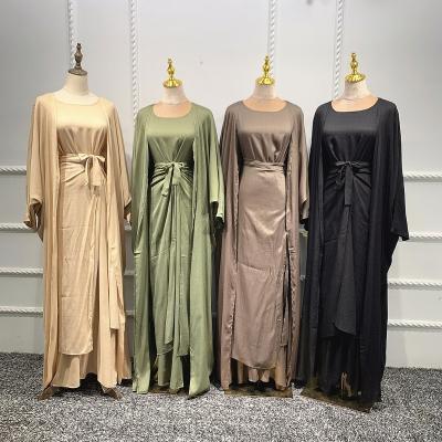 China High quality cheap islamic clothing muslim woman three piece 3 piece set dubai fasion women muslim abaya set for sale