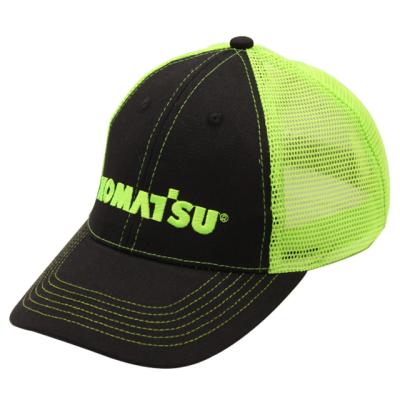 China Custom Embroidery COMMON COMMON Logo Black And Green Cotton Mesh Trucker Hat for sale