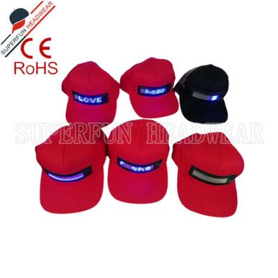 China JOINT Promotional Led Screen Outdoor Light Cap With Moving Message Snapback Cap for sale