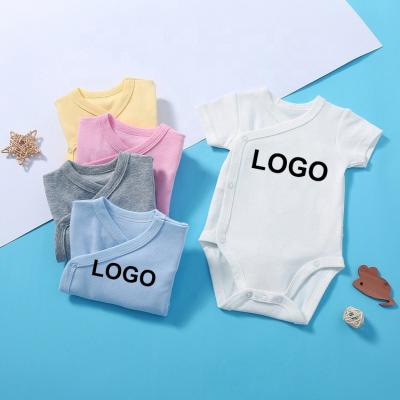 China 100% Cotton Customize 0-24m Solid Color Baby Romper Toddler Clothes Cotton Shorts Sleeve Newborn Baby T-shirt Romper for sale