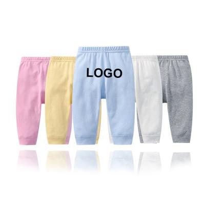 China Breathable Custom Logo Baby Pants Solid Color Cotton Soft Newborn Pants Custom Printing Baby Pants Wholesale for sale