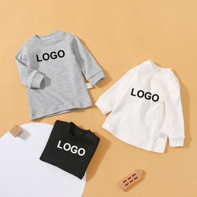 China Breathable Custom Cloth Newborn Baby Clothing Factory Logo Kids Baby Clothes Boy Girl Long Sleeve Top Baby T-shirt for sale