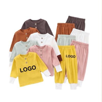 China Breathable Custom Logo Cotton 2 Pieces Set Single Baby Boy Kids Long Sleeves Baby T-Shirts for sale