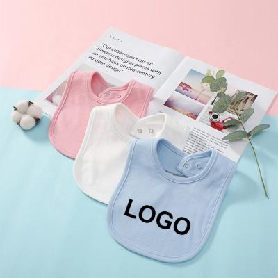 China Custom Cotton Best Logo Cloth Water Leakage Plain Food Feeding Infant Bandana Drool Baby Bibs Cotton for sale