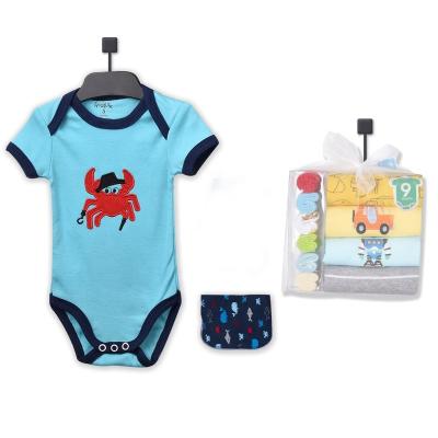 China 100% Cotton Customized New Style Cotton Baby Clothes Newborn Baby Short Sleeve Knitted Baby Summer Girl Romper Gift Sets for sale