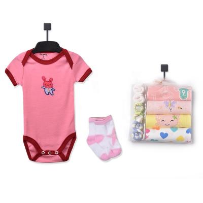 China 100% Cotton Quality Newborn Baby Clothes Short Sleeve Baby Bodysuit Baby Rompers Gift Sets for sale