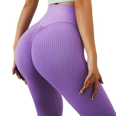 China High Waist Hip Yoga Fitness Pants Breathable Bubble Honeycomb Sports Women Lifting Gaiters Sports Pants for sale