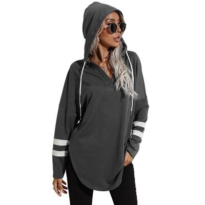 China Custom Women's Fashion Cheap Thin Long Logo Anti-Shrink Sportswear Sleeved Casual Hooded Sweatshirt Drop Shoulder Hoodie for sale