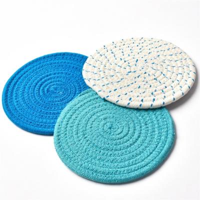 China Popular Woven Dining Table Mat Sustainable Hot Selling Natural Environmental Material Cotton Pans Mat Place Mat Pot Holder for sale