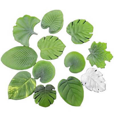 China 2021 New Viable Leaves Design Non Slip EVA Coaster Set Beach Style Green Coaster Set Holiday Cup Mat Set for sale