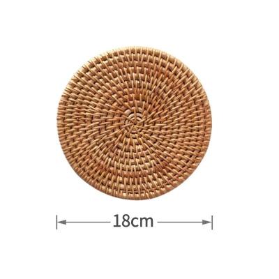 China Sustainable Insulated Coasters and Hand Place Mats for Kitchen Office - Woven Rattan Coaster 18CM Tea and Coffee Cup Mat Set for sale