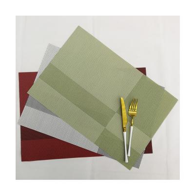 China Best Viable Sale Washable Plaid Place Mat PVC Table Mat Teslin Place Mat With Coaster Woven Place Mat for sale