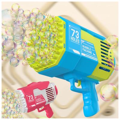 China High Quality Light Electric Bubble Machine 73 Holes Rocket Launcher Bubble Machine 73 Holes Automatic Bazooka Soap Bubble Gun For Kids Adults for sale