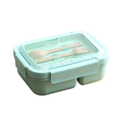 China Factory Direct Popular Student Microwavable Simple Bento Lunch Box Kids Modern Plastic Lunch Box with Spoon and Fork for sale