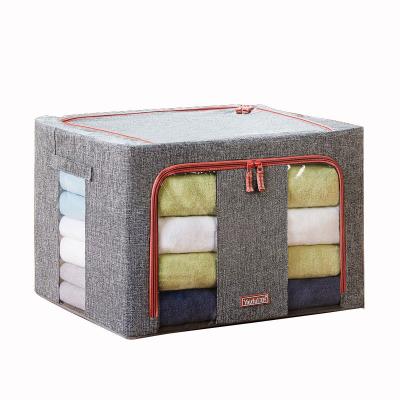 China Folding Wholesale Hot Selling Foldable Storage Box Cotton Linen Clothes Organizer For Home Wardrobe Sundries for sale