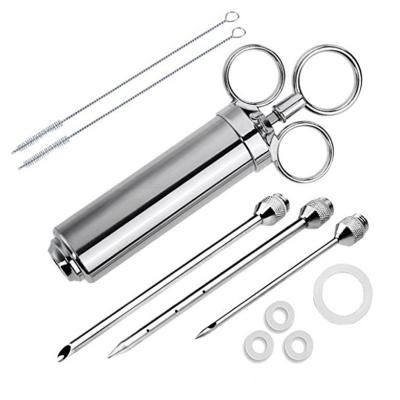 China New Viable Stainless Steel Meat Injector Set BBQ Tools Kitchen Tools Meat Marinating Tools For Cooking Picnic BBQ for sale