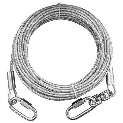 China ALLOY Dog Tie Out Cables For Dogs, 4mm Stainless Steel Rope, 7*7 PVC Coating Structure Steel Wire Rope (25FT/8M) for sale