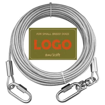 China ALLOY Dog Tie Out Cables For Dogs, 4mm Stainless Steel Rope, 7*7 PVC Coating Structure Steel Wire Rope (25FT/8M) for sale