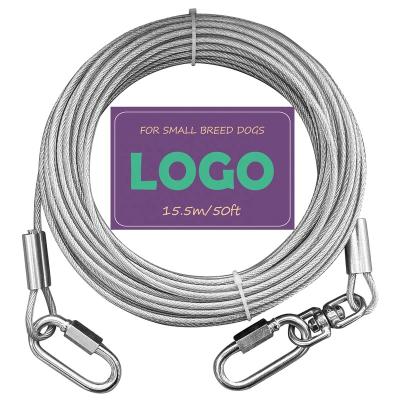 China ALLOY Dog Tie Out Cables For Dogs, 4mm Stainless Steel Rope, 7*7 PVC Coating Structure Steel Wire Rope (50FT/15.5M) for sale