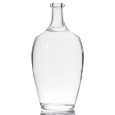 China Wholesale Oval Rum Gin Brandy Tequila Liquor Glass Beverage Whiskey Bottle 500ml 700ml 750ml With Cork Cap Stopper for sale