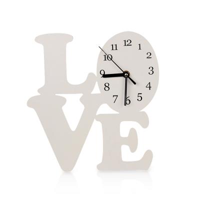 China CLASSIC Home Decor White Wooden Letter Love Wooden Wall Clock for sale